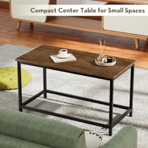 SAYGOER Small Rectangular Coffee Table Simple Modern Open Design Minimalist Center Table for Living Room Small Spaces, Easy Assembly, 31.5 x 15.7 x 17.7, Dark Walnut