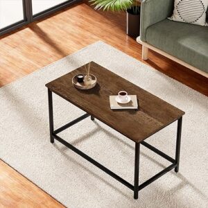 SAYGOER Small Rectangular Coffee Table Simple Modern Open Design Minimalist Center Table for Living Room Small Spaces, Easy Assembly, 31.5 x 15.7 x 17.7, Dark Walnut