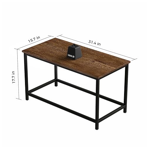 SAYGOER Small Rectangular Coffee Table Simple Modern Open Design Minimalist Center Table for Living Room Small Spaces, Easy Assembly, 31.5 x 15.7 x 17.7, Dark Walnut