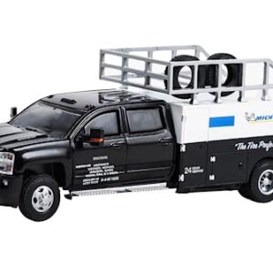 Greenlight 46120-C Dually Drivers Series 12-2018 Chevy Silverado 3500 Dually Tire Service Truck - Mich elin “The Tire Professionals” 24 Hour Service 1/64 Scale Diecast