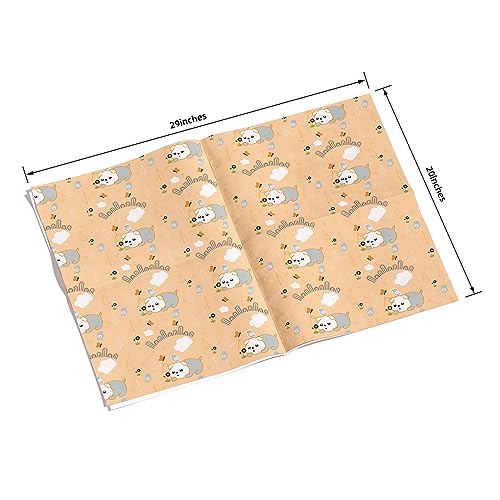 Ulmasinn Baby Shower Wrapping Paper Flat 8 Sheets for Baby Boys Girls, Kraft Paper with Satellite, Bear, Deer, Polka Dot Design for Birthday, Holiday, Baby Shower Packing, 20 X 29 Inches Each