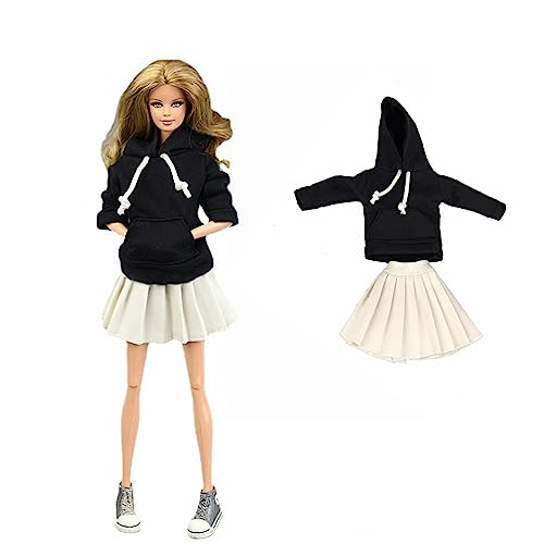 1/6 Doll Clothes for 11.5inch Girl Doll Outfits Top Hoodies Pleated Skirts Cosplay Students Clothing Dolls Accessories (Style B)