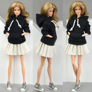 1/6 Doll Clothes for 11.5inch Girl Doll Outfits Top Hoodies Pleated Skirts Cosplay Students Clothing Dolls Accessories (Style B)