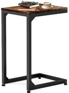 artigarden c table end table with metal frame small side table for couch, sofa tv tray table for living room, bedroom, bedside matte black