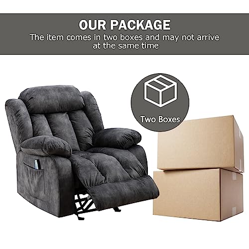 Phoenix Home Rocker Manual Massage and Heat Recliner, Grey