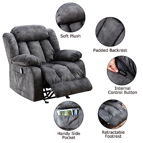 Phoenix Home Rocker Manual Massage and Heat Recliner, Grey