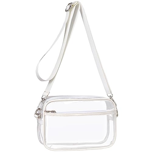 PACKISM Clear Purses for Women Stadium - Clear Bag Stadium Approved Crossbody Bag with Adjustable Strap for Concerts Sporting Events, White