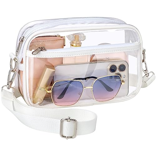 PACKISM Clear Purses for Women Stadium - Clear Bag Stadium Approved Crossbody Bag with Adjustable Strap for Concerts Sporting Events, White