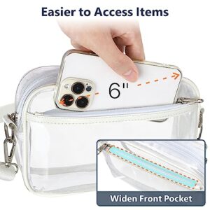 PACKISM Clear Purses for Women Stadium - Clear Bag Stadium Approved Crossbody Bag with Adjustable Strap for Concerts Sporting Events, White