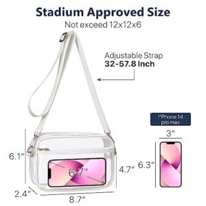 PACKISM Clear Purses for Women Stadium - Clear Bag Stadium Approved Crossbody Bag with Adjustable Strap for Concerts Sporting Events, White