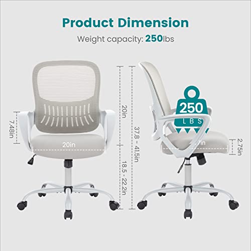 Office Chair, Mid Back Desk Chair1 Ergonomic Mesh Computer Gaming with Larger Seat, Executive Height Adjustable Swivel Task with Lumbar Support Armrest for Women Adults