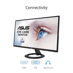 ASUS 22” (21.45” viewable) 1080P Eye Care Monitor (VZ22EHE) - Full HD, IPS, 75Hz, 1ms (MPRT), Adaptive-Sync, HDMI, Low Blue Light, Flicker Free, HDMI, VGA, Ultra-Slim,Black