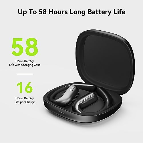 Oladance OWS Pro Open Ear Bluetooth Headphones with Multipoint Connection, Up to 58 Hours Playtime Air Conduction Headphones with Charging Case, Android&iPhone Compatible, Sound Black