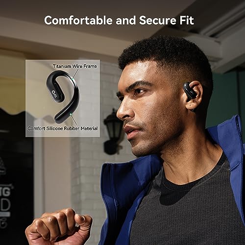 Oladance OWS Pro Open Ear Bluetooth Headphones with Multipoint Connection, Up to 58 Hours Playtime Air Conduction Headphones with Charging Case, Android&iPhone Compatible, Sound Black