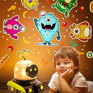 PIKOY Robot Night Light for Kids【12 Films】 Kids Night Light Projector,Bluetooth Music Baby Night Lights for Kids Room, 360° Rotation Rechargable Planets Star Projector Planetarium Projector Lamp