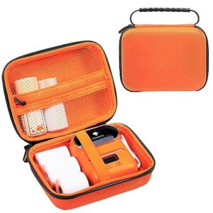 phomemo case 2023 upgrade version m110 m200 m221 label printer,m220 thermal label maker, p3200 d1600 m04s sticker photo printer storage holder tape paper roll&usb cable(box only)-orange
