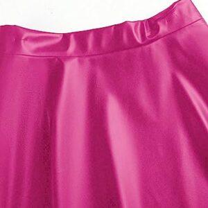 MakeMeChic Women's Plus Size Pleated Leather Mini Skirt High Waist A Line Skater PU Leather Short Skirt Hot Pink 4XL