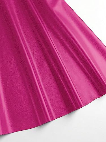 MakeMeChic Women's Plus Size Pleated Leather Mini Skirt High Waist A Line Skater PU Leather Short Skirt Hot Pink 4XL