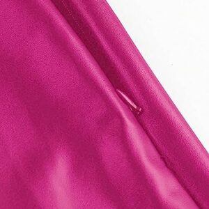 MakeMeChic Women's Plus Size Pleated Leather Mini Skirt High Waist A Line Skater PU Leather Short Skirt Hot Pink 4XL
