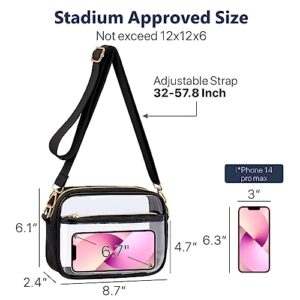 PACKISM Clear Bag Stadium Approved - Clear Purses for Women Stadium Crossbody Bag with Adjustable Strap for Concert Sports Events Game Day Festivals, Black