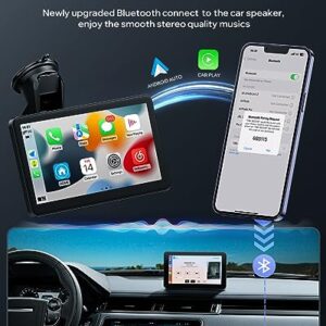 LAMTTO Portable Wireless Car Stereo Apple Carplay with Airplay, 7" HD Touch Screen Android Auto for Cars, Car Radio Receiver with Bluetooth, FM, AUX, Voice Control, GPS Navigation for All Vehicles