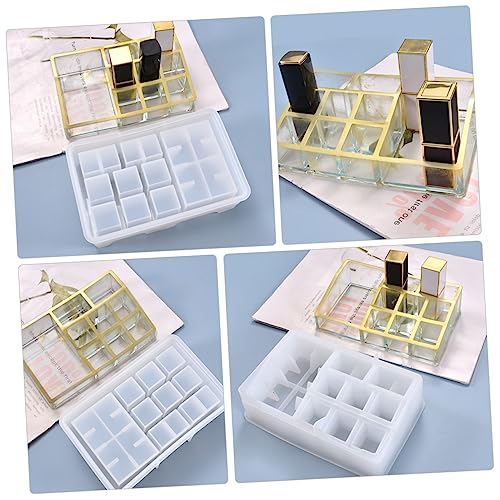 COHEALI Storage Box Mold Makeup Organizer Box Tray Mold Resin Tray Mold Handicraft DIY Silicone Box Epoxy Silicone Handicraft Mold Silicone DIY Molds Sturdy DIY Mold Silica Gel White