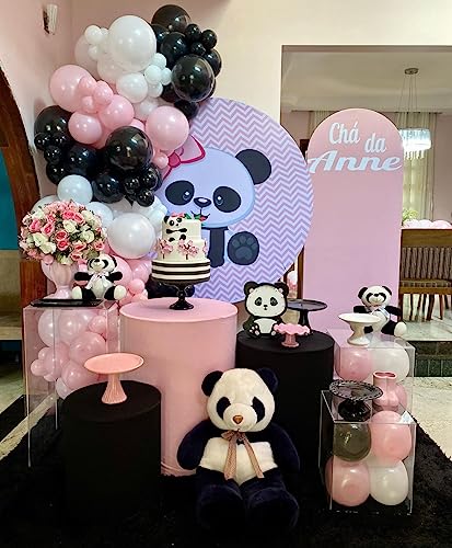 143PCS Black White Pink Balloon Garland Kit Panda Foil Balloons for Panda Themed Party Supplies Baby Shower Birthday Decorations