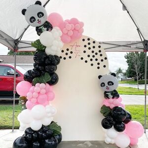 143PCS Black White Pink Balloon Garland Kit Panda Foil Balloons for Panda Themed Party Supplies Baby Shower Birthday Decorations