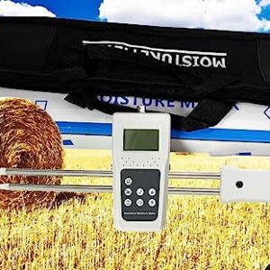 HFBTE Storage Hay Moisture Meter Tester Detector Statistical Hay Bale Moisture Meter Tester Range 5-82% for Alfalfa Pasture Knot Straw Leymus Chinensis Orchard Grass Pennisetum Hydridum And Other Hays