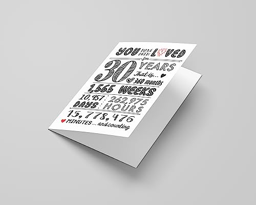 Katie Doodle 30th Birthday Card - Super Cute 30th Birthday Gifts for Her, 30th Birthday Decorations for Women Men, Dirty 30 Birthday Decorations for Her Him - Includes 30 Years Loved Card & Envelope