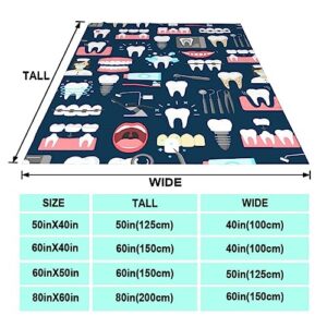 Lightweight Flannel Blanket for Men Boys, Compatible with Teeth Dental Seamless Pattern, Small Large Warmer Fall Throw Blanket, Cute Fleece Blanket for Couch Bed Sofa Chair, Queen King Size Blankets