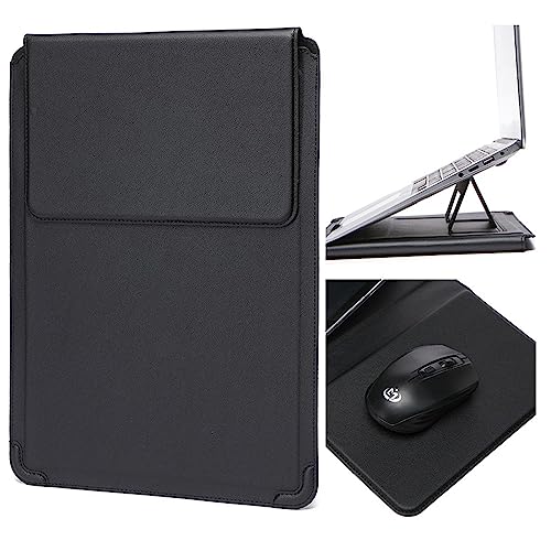 Hyfant Laptop Sleeve Protective Case with Foldable Stand Leather Laptop Briefcase Ultra-Thin Cover Notebook Handbag for MacBook Air/Pro Dell HP Lenovo Acer ASUS Samsung LG GIGABYTE Chromebook 15"-16"