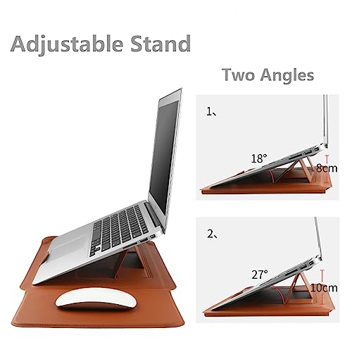 Hyfant Laptop Sleeve Protective Case with Foldable Stand Leather Laptop Briefcase Ultra-Thin Cover Notebook Handbag for MacBook Air/Pro Dell HP Lenovo Acer ASUS Samsung LG GIGABYTE Chromebook 15"-16"