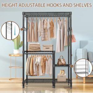 YEPOTUE Portable Closet Organizer System Heavy Duty Garment Rack, 4 Tiers Adjustable Clothes Rack Freestanding Wardrobe Storage Clothing Rack for Hanging Clothes, 79" H*45" W*16.5" D, Black