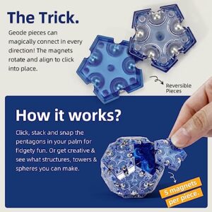 AIQI 14-Piece Set Magnetic Fidget Sphere Pentagons - Building Blocks Magnetic Stress Relief Desk Magnet Toys for Relaxation and Focus (Blue)