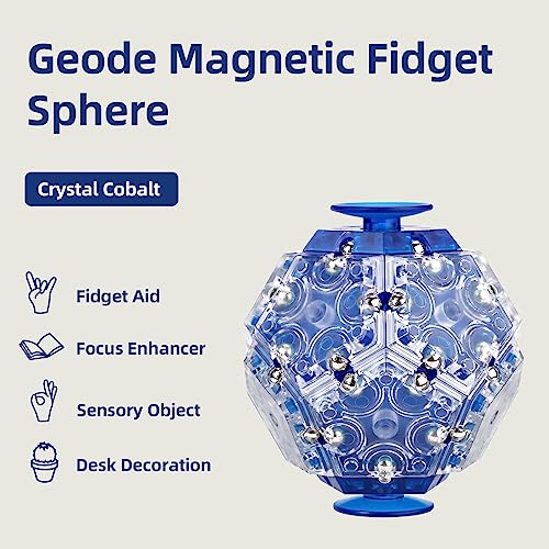 AIQI 14-Piece Set Magnetic Fidget Sphere Pentagons - Building Blocks Magnetic Stress Relief Desk Magnet Toys for Relaxation and Focus (Blue)