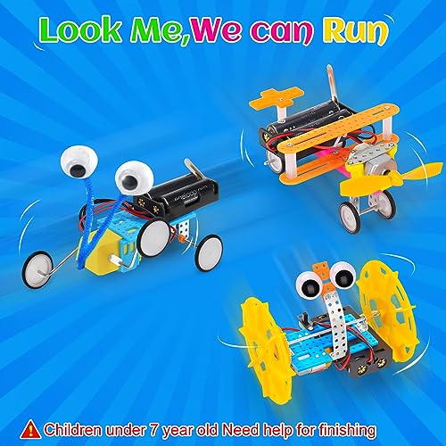 STEM Science Robotics Kit 6 Set Electronic Science Experiments Projects Activities for Kids DIY Engineering Building Kit Age 6-8 8-12 Motor Robot Toy for 6 7 8 9 10 11 12 + Years Old Boys Girls Gift