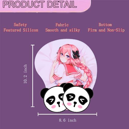 Godnestoris Computer Gaming Mouse Pad,Anime Mouse pad,Anime Girl Gaming mousepads, Anime Girl Mouse Pad 3D with Gel Wrist Rest Support.