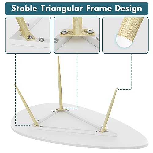 SAYGOER Modern Coffee Table Small White Coffee Tables for Small Space Unique Simple Oval Center Table with Wood Frame for Living Room 22.2" D x 42.5" W x 17.1" H