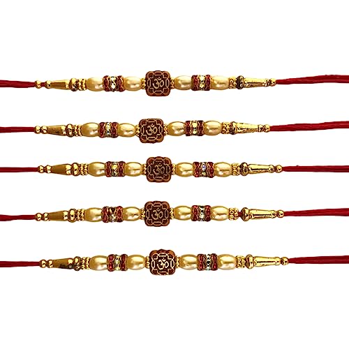 SWAMISP Set of 5 Rakhi for Brother Bhaiya Bhabhi Gift Rakhi for Family Raksha Bandhan Festival Rakhi for Bhaiya and Bhabhi Wrist Bands for Loving Sibling Brother Sister Father Friends