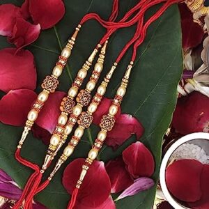 SWAMISP Set of 5 Rakhi for Brother Bhaiya Bhabhi Gift Rakhi for Family Raksha Bandhan Festival Rakhi for Bhaiya and Bhabhi Wrist Bands for Loving Sibling Brother Sister Father Friends