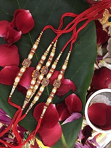 SWAMISP Set of 5 Rakhi for Brother Bhaiya Bhabhi Gift Rakhi for Family Raksha Bandhan Festival Rakhi for Bhaiya and Bhabhi Wrist Bands for Loving Sibling Brother Sister Father Friends