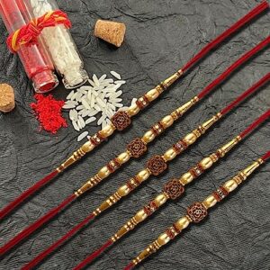 SWAMISP Set of 5 Rakhi for Brother Bhaiya Bhabhi Gift Rakhi for Family Raksha Bandhan Festival Rakhi for Bhaiya and Bhabhi Wrist Bands for Loving Sibling Brother Sister Father Friends