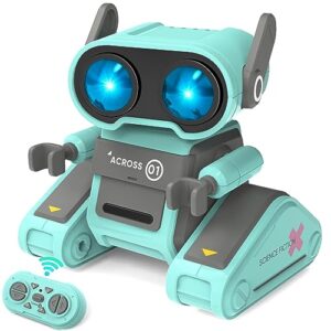 oymmeney robot toys, remote control robot toy for kids, rechargeable rc robot with auto-demonstration, flexible head & arms, dance moves, music, shining led eyes, girls boys toys birthday