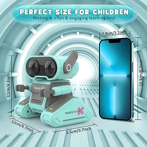 OYMMENEY Robot Toys, Remote Control Robot Toy for Kids, Rechargeable RC Robot with Auto-Demonstration, Flexible Head & Arms, Dance Moves, Music, Shining LED Eyes, Girls Boys Toys Birthday