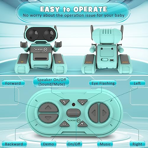 OYMMENEY Robot Toys, Remote Control Robot Toy for Kids, Rechargeable RC Robot with Auto-Demonstration, Flexible Head & Arms, Dance Moves, Music, Shining LED Eyes, Girls Boys Toys Birthday