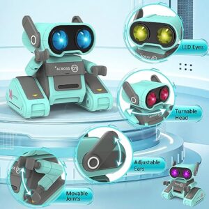 OYMMENEY Robot Toys, Remote Control Robot Toy for Kids, Rechargeable RC Robot with Auto-Demonstration, Flexible Head & Arms, Dance Moves, Music, Shining LED Eyes, Girls Boys Toys Birthday