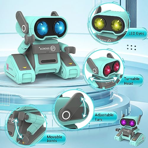 OYMMENEY Robot Toys, Remote Control Robot Toy for Kids, Rechargeable RC Robot with Auto-Demonstration, Flexible Head & Arms, Dance Moves, Music, Shining LED Eyes, Girls Boys Toys Birthday