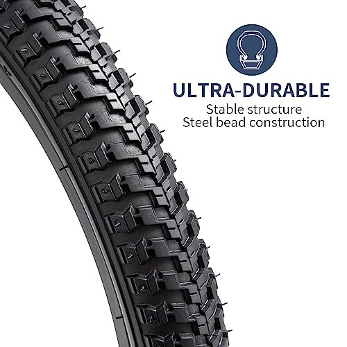 2 Pack 20" Bike Tires 20 x 2.125(57-406) and 20" Bike Tubes Compatible with 20x2.125 Bike Tires and Tubes (Y705)