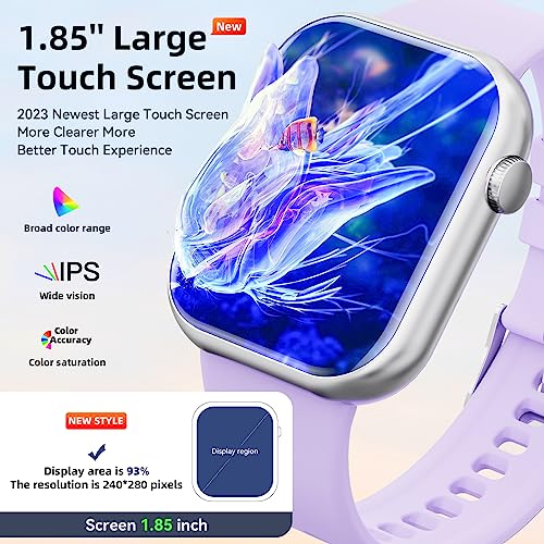 Hwagol Smart Watch,Bluetooth Call Smartwatch for Men Women,Monitor Heart Rate/Sleep/Blood Oxygen/Pedometer,Multiple Exercise Modes,Compatible with iOS and Android, 1.85-inch Screen Fitness Trackers